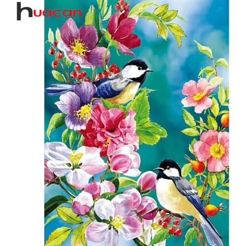 Huacan Diy Diamond Painting Bird Animal Home Decoration Mosaic Embroidery Flower Diamond Art Handmade Gift