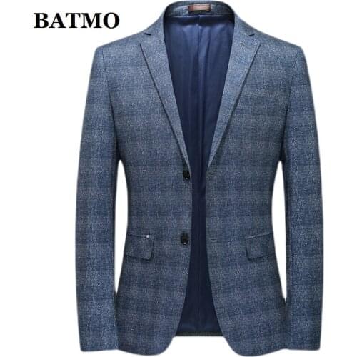 BATMO 2021 new arrival spring&summer high quality thin plaid blazer men,male jackets 6262