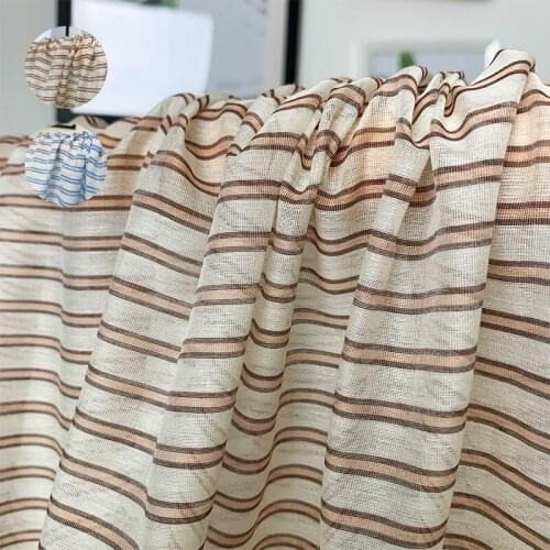 White Waxberry 58g/m 140cm 2-colour Striped printed silk cotton fabrics clothes Garment sewing materials Free shipping