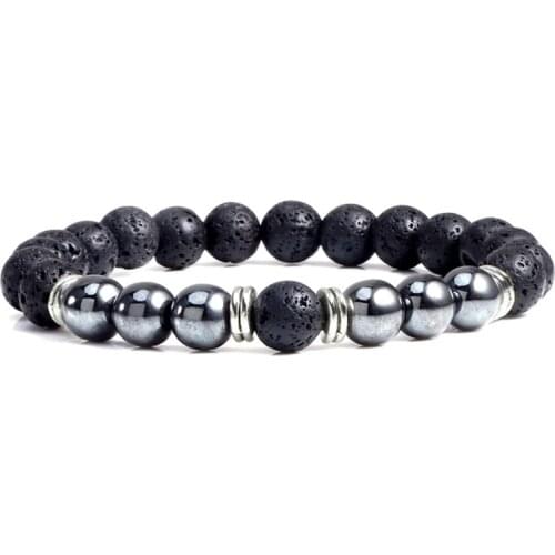 Natural Black Lava Stone Bracelet For Women Men Fashion Classic Elastic Hematite Tiger Eye Beads Charm Bracelets&Bangles Jewelry