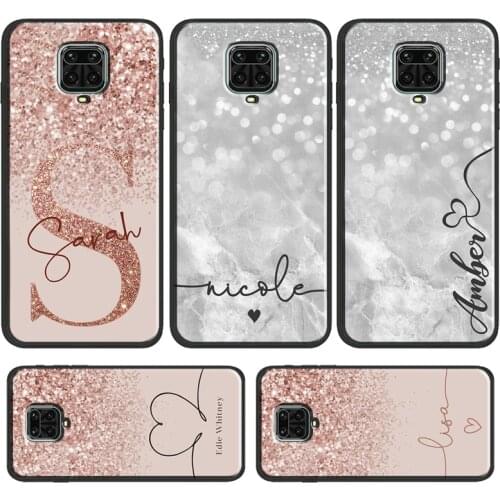PERSONALISED Glitter name initials Case For Xiaomi Redmi Note 8 Pro 8T 9S 9 Pro 7 Cover For Redmi 9C 9 9A 8 8A K30 Ultra 10X