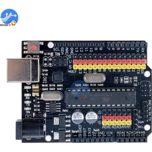 For Arduino UNO R3 PLUS Sensor I/O Shield Atmega328P Atmega16U2 Expansion Multifunctional Microcontroller Development Board One