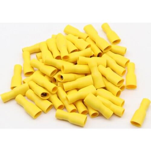 FDFD5-250 FDFD5.5-250 Female Insulated Electrical Crimp Terminal Connectors Cable Wire Connector 100PCS/Pack AWG 12-10 FDFD