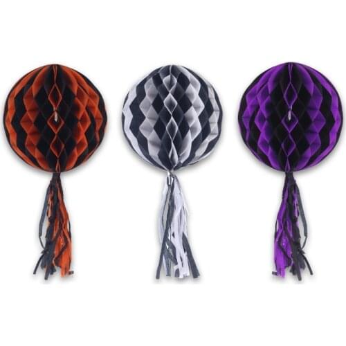 12Pc Halloween Garlands Wall Hanging Decor Honeycomb Ball Ghost Pumpkin Spider Happy Halloween Party Decor For Supermarket Home