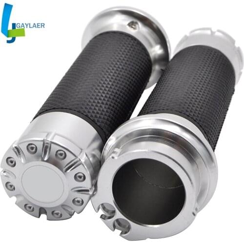 Chrome Motorcycle CNC Handle 1" 25mm Handlebar Hand Grips for Harley Sportster Touring Dyna Motorbike