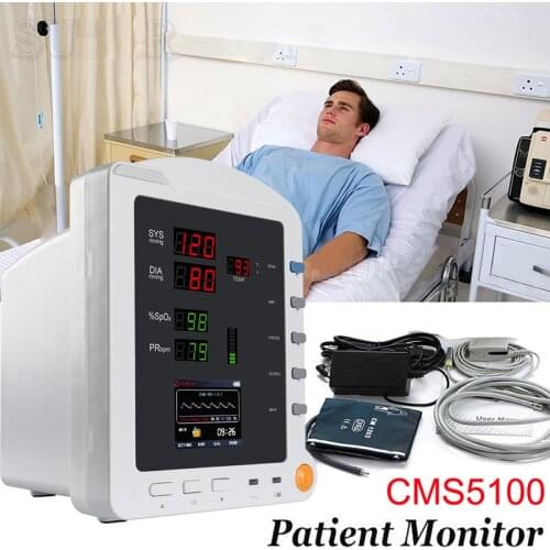 Hot CONTEC CMS5100 Patient Monitor NIBP SPO2 PR 3 Parameter Blood Pressure Patient Monitor Vital Signs Machine Medical Device