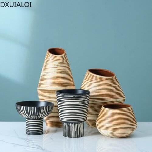 Nordic balcony small flower pots, creative ceramics, painted crafts, home desktop decorations, hydroponics DXUIALOI