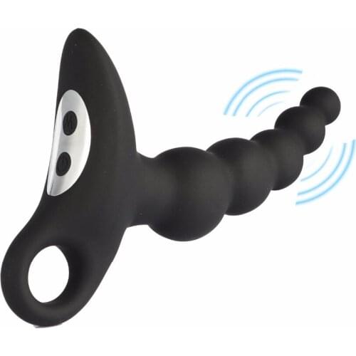 Male Silicone USB Rechargeable 10 Frequency Anal Beads Plug Vibrator Anal Sex Toys for Men Gay G-Spot Prostate Massage Vibrators