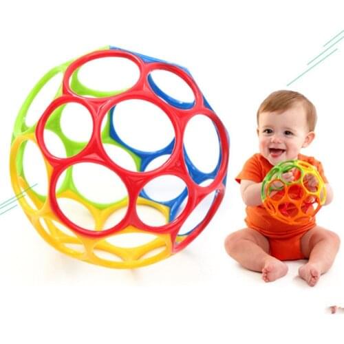 Soft Colorful Ball Toys Hand Bell Rattle Develop Toys Touch Bite Caught Hand Oball Ball For Baby Learning Grasping Kid Gift