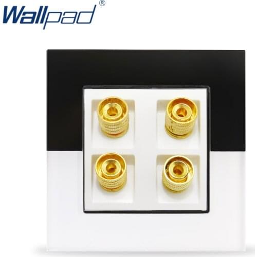 Audio Socket Wallpad Crystal Glass Panel 110V-250V Glass 4 Pin Sound Audio Wall Socket EU UK