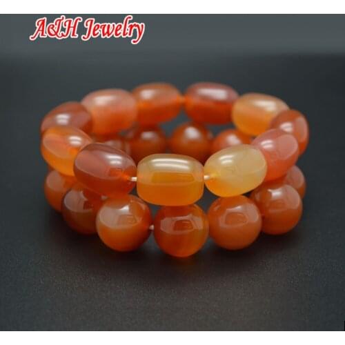 Natural Semi-precious Stone Jewelry 14mm Round Red Stone Tibetan Prayer Stretch Bracelets For Women 5pc/lot