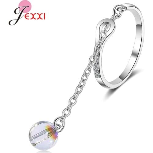 Latest Model Genuine 925 Sterling Silver Open Finger Rings For Women High Quality Fashion Jewelry Bright Round Adjustable Rings