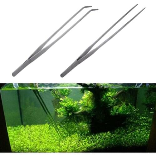 New Straight/Elbow Stainless Steel Tank Tweezers Pliers Aquarium Tool Fish Tank Aquatic Plants Forceps Clip For Cleaning Tool