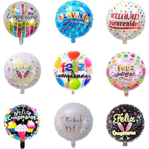 New 18 Inch Round Happy Birthday Aluminum Foil Balloon Spanish Language Theme Party Decoration Childrens Toy Gift