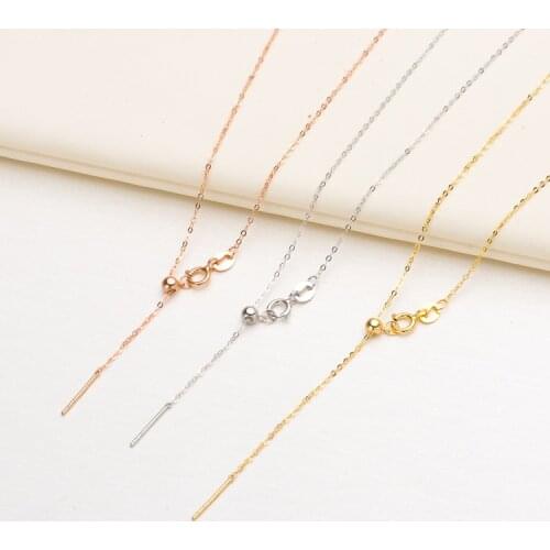 Genuine 18K White Yellow Gold Chain ADJUSTABLE LENGTH Necklace Pendant 18 inches AU750 Jewelry Necklace Women Nice Gift