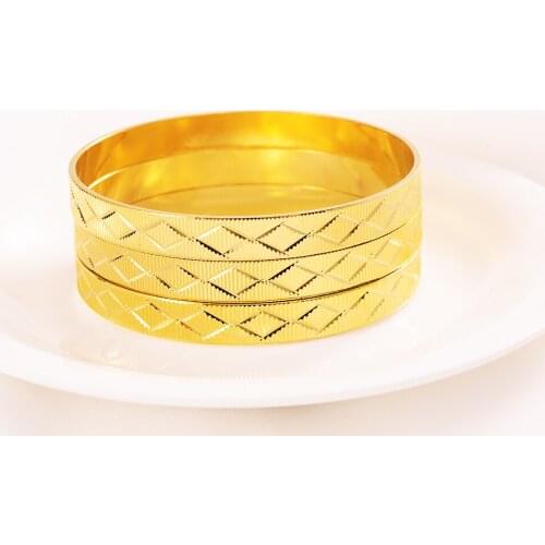 24k Gold Bangle for Women Gold Dubai Bride Wedding Ethiopian Bracelet Africa Bangle Arab Jewelry Gold Charm Bracelet