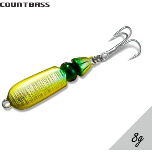 8g 23g Countbass Micro Squid Casting Jigs with Treble Hook, Shore Jigging Fishing Lure Bait, Octoups Metal Lead Jigs Sea Bass