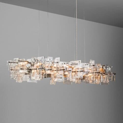 Nordic light luxury living room LED chandelier lighting simple hotel hall decoration restaurant kitchen island chandelier