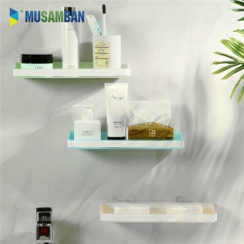MUSAMBAN Bathroom Shelf Vanity Towel Organizer Storage Rack Wall-mounted Shelf Shampoo Holder Home Bathroom Accessories Set