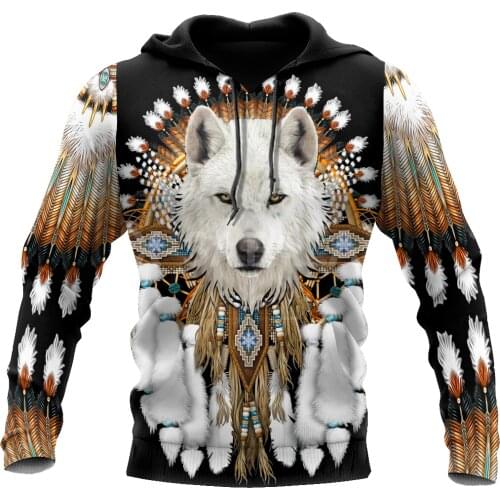 Wolf Native Indian Culture 3D All Print Size XS-7XL Hoodie Man Women Harajuku Outwear Zipper Pullover Sweatshirt Casual Unisex-2