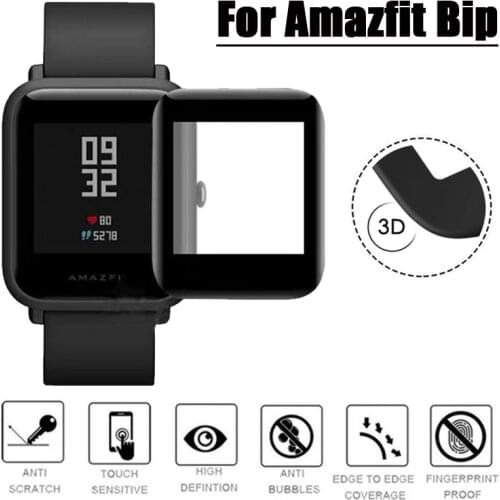 Protective Film for Xiaomi Amazfit Bip 3D Curved Edge Full Cover Screen Protector for Huami Amazfit Bip Youth Fibre Glass Guard