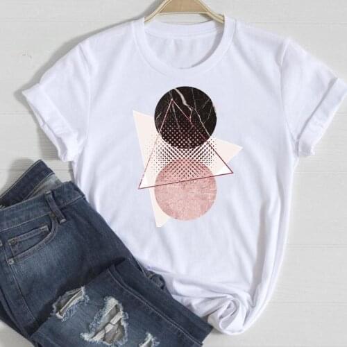WVIOCE New Women Short Sleeve Geometric Style Summer Female Tshirts Fashion Clothes Graphic Loose Top Tee 31012