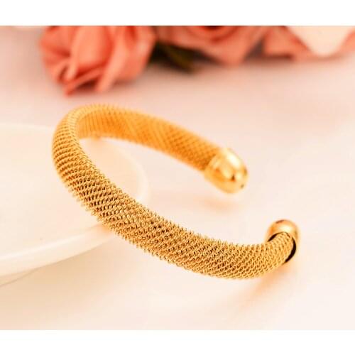 1pc Mesh Bangle for Women Gold Color Bracelets Jewelry Bendable Trendy Accessory men bracelet bangle charms jewelry