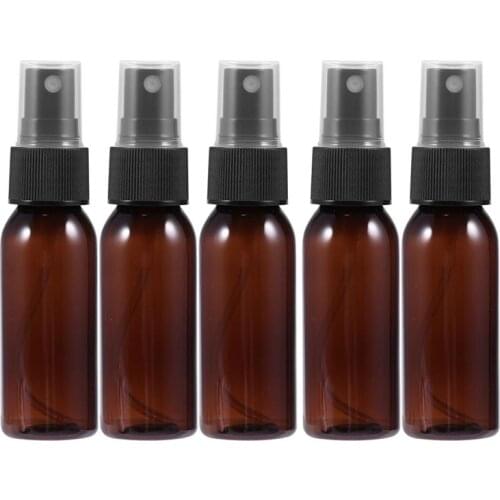 20pcs Mini Plastic Small Empty Spray Bottle For Make Up And Skin Care Refillable Travel Use (Brown with Black Sprayer)