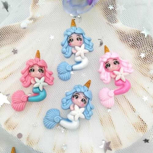 10pcs Kawaii Unicorn Mermaid Princess Flatback Resin Art Decoration Charm DIY Scrapbooking Embellishment Accessories