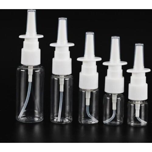 2pcs 5ml 10ml 20ml 30ml Mist Nose Spray Refillable Bottle For Medical Packaging Empty Plastic Nasal Spray Bottles Pump Sprayer