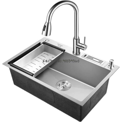 304 Thick Stainless Steel Manual Sink Single Basin Upper And Lower Counter Basin Kitchen Sink Sink Single Basin