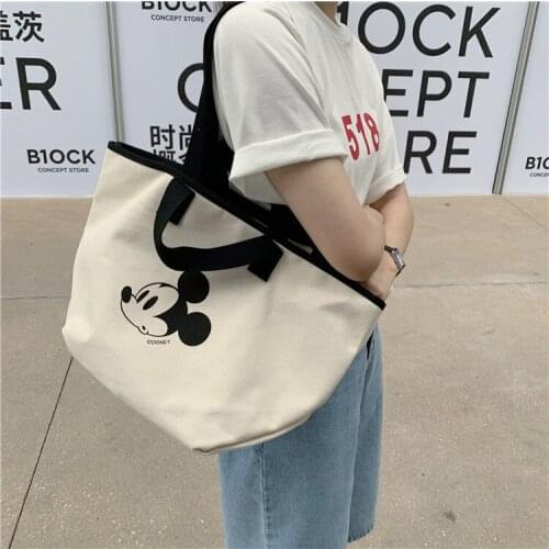 46*29 cm Disney cartoon Mickey mouse Womens canvas bag shoulder capacity portable cartoon bag shopping handbags
