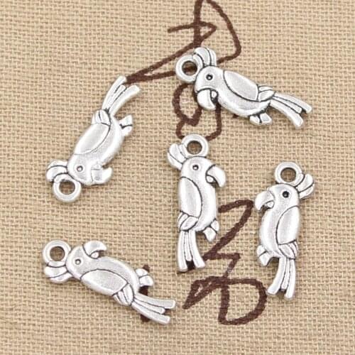 50pcs Charms Parrot Bird 20x9mm Handmade Craft Pendant Making fit,Vintage Tibetan Silver color,DIY For Bracelet Necklace