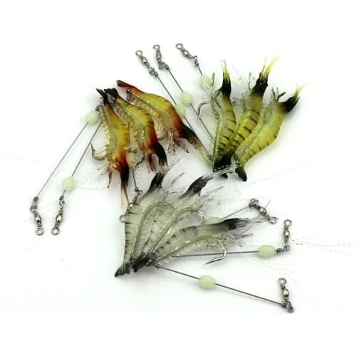 Big Sale 9pcs Luminous Simulation Shrimp Fishing lure Artificial Prawn Fishing Baits Soft lure Hook 7.5cm 6.6g