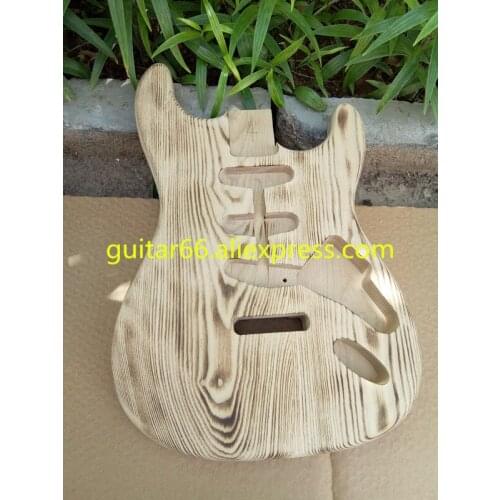 Free shipping new unfinished ash wood electric guitar body for sss pickup hole in stock make it black veneer BJ-7