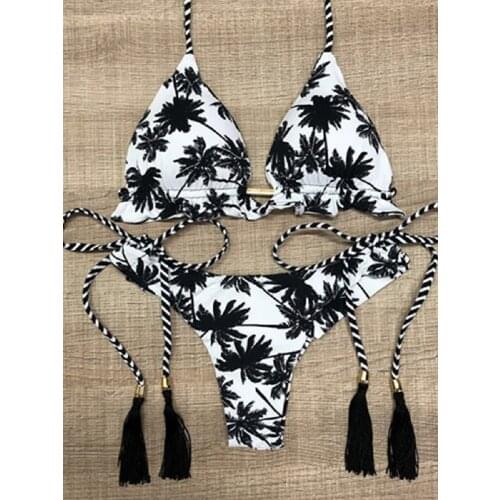 Bikinis 2019 Biquini Maillot De Bain Femme Bathing Suit Women Sexy Coconut tree Print Swimsuit Swimwear Bikini Push Up K06-K07