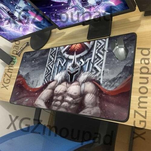 XGZ Anime Spartan Leader HD Large Gaming Mouse Pad Black Lock Edge Custom Office Computer Keyboard Desk Mat Non-slip Rubber Xxl