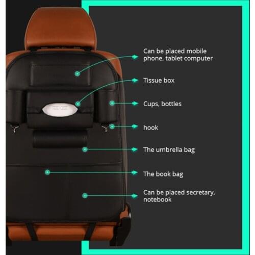 Black Car seat storage bag Car Organizer Storage Car Seat Back Bag Hanging bags Phone Holder Multi-Pockets Travel Storage Bag