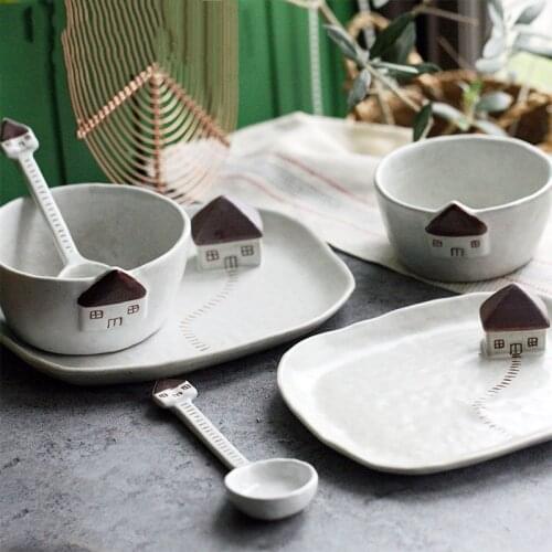 House Dinnerware Ceramic Dinner Plates Kitchen Dining Abstract Plate Creative Nordic Plate Creative Cute Pratos House Bowl
