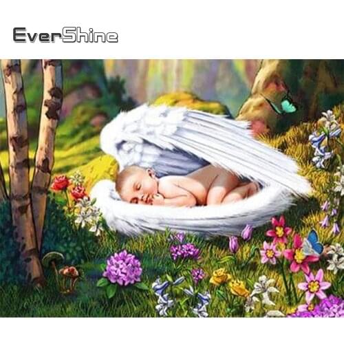 Evershine 5D Diamond Painting Angel Full Square Diamond Embroidery Kids Portrait Cross Stitch Kit Rhinestone Pictures Home Decor