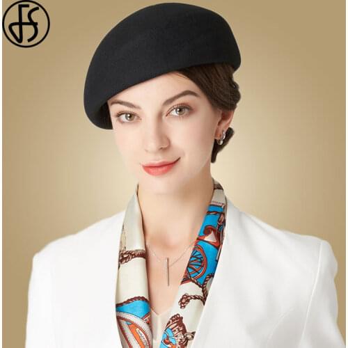 FS Black Fascinators Hat For Women Fedora Hats Wool Pillbox Hat Beret Caps Winter Red Blue Church Hats Wedding Ladies Felt Hats