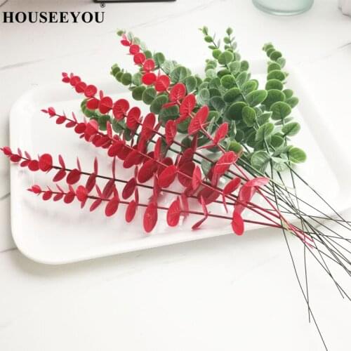 20PCS Simulation Green Plants Eucalyptus Leaf Branch Artificial Fake Flower Wedding Shooting Prop Home Decoration Garland