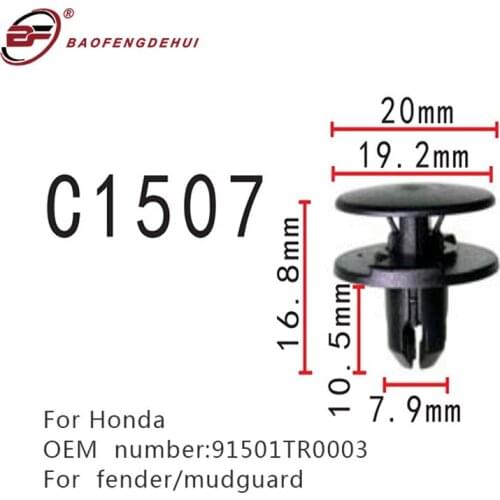 Mudguard Positioning Buckle For Honda 91501TR0003 Fastener For Car Fender