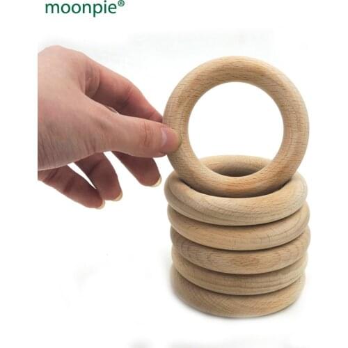 70mm DIY Natural beech Ring Teething Ring round beech Wood rings teether toys for baby smooth 2.75 inch 10pcs WC051