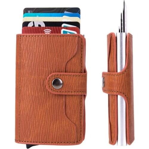 Bycobecy Fashion Women Aluminum Box Card Wallet RFID Automatic Business ID Credit Card Holder Anti-theft Protector Men Purse