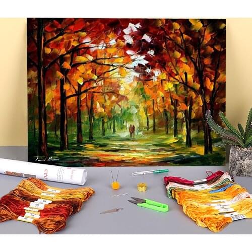 Forest Dreams Printed 11CT Cross-Stitch Set DIY Embroidery DMC Threads Sewing Handmade Handiwork Needlework Home Promotions