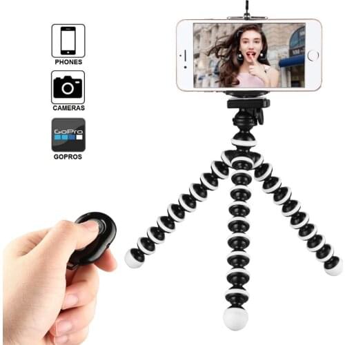 Mini Selfie Stick Phone Tripod Stand with Remote Control & Phone Clip Compatible with iPhone Xs MAX XR X 8P 7P 6S Galaxy S9 Plus