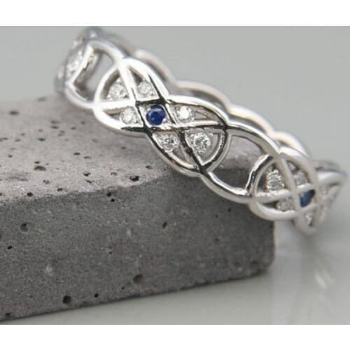 Fashion Jewelry Women Wedding Navy Blue Zircon Ring Engagement Bridal Rings