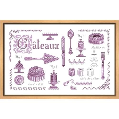 Dessert world cross stitch kits simple pattern aida fabric 18ct 14ct 11ct count white canvas cotton thread embroidery