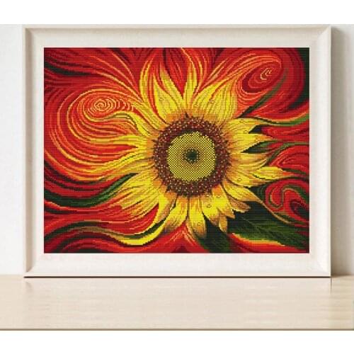 Joy Sunday sunflower cross stitch set abstract art oil painting flower DIY embroidery needlework set home decoration painting